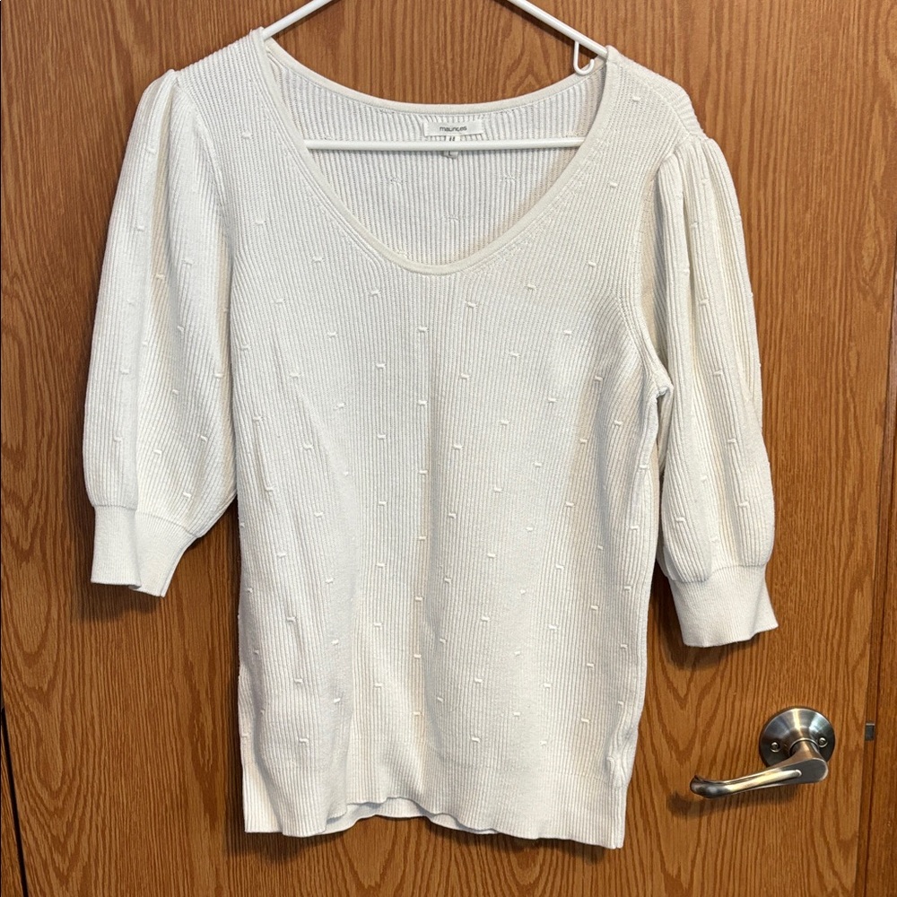 Maurices Ivory Ribbed Knit Top/Never Worn